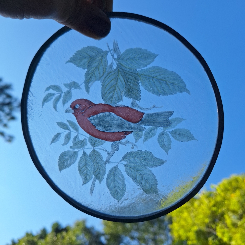 Red Bird Suncatcher Stocking Stuffers Bird Lover Gifts Glass Metal Wall Decor - Picture 5 of 16